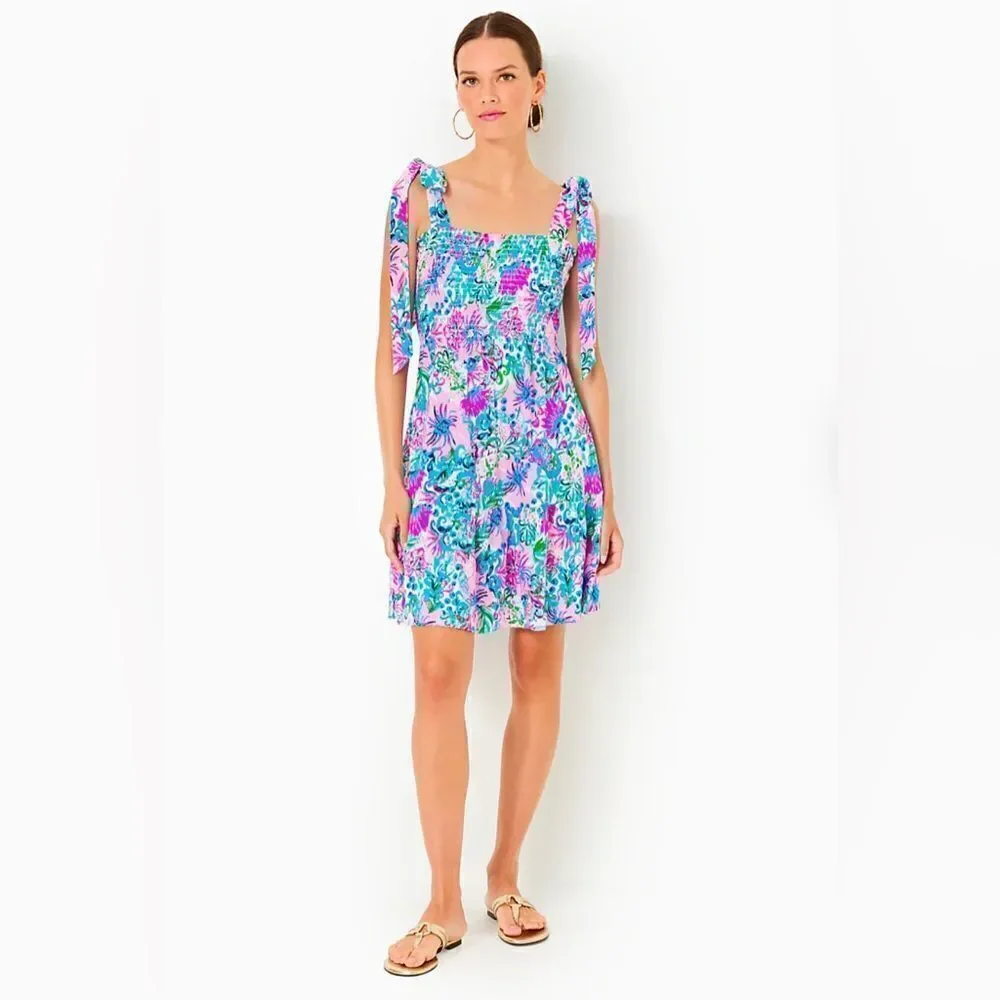 Lilly Pulitzer KAILUA SMOCKED DRESS MANDEVILLA BABY PARADISE PETALS